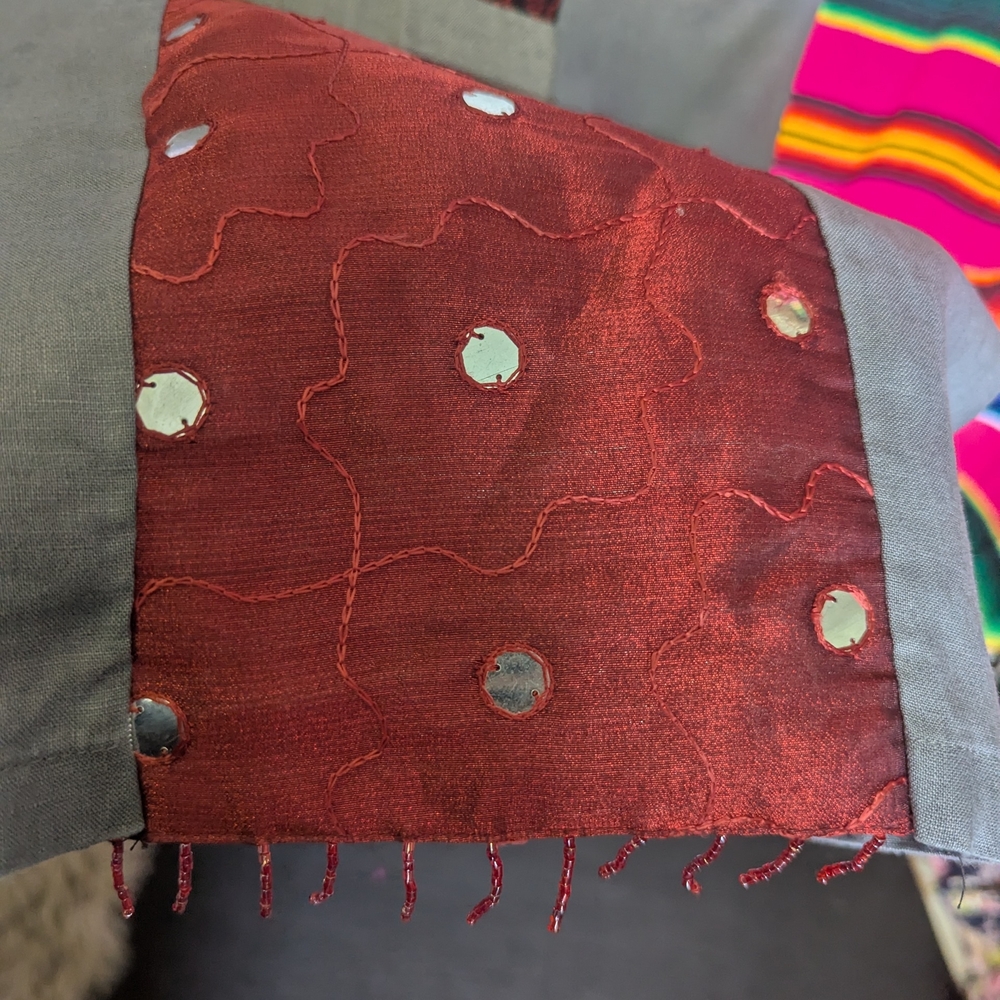 Gray Patchwork Boho Drawstring Pants With Star & … - image 4